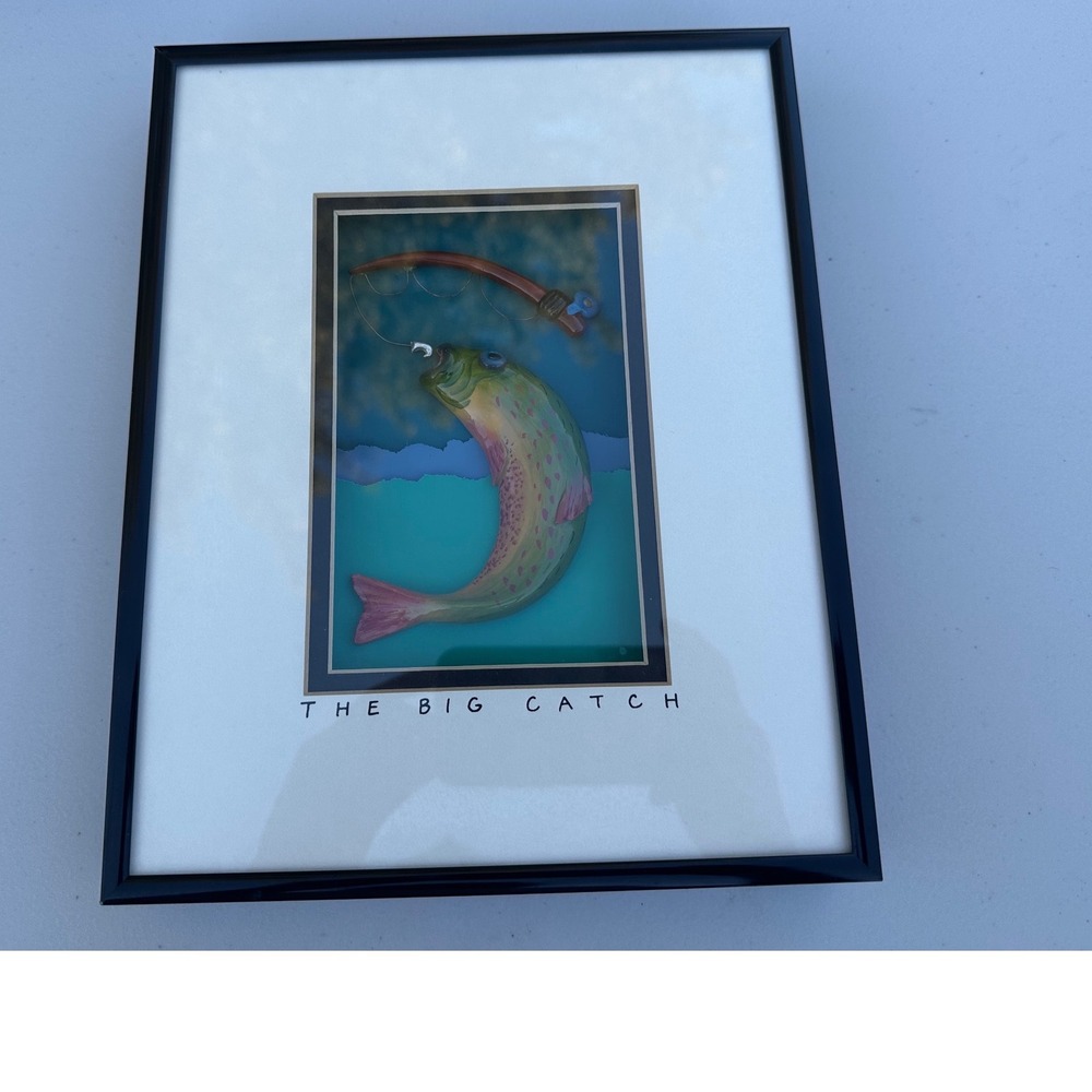 Bright Star Designs The Big Catch 3D Shadowbox Art Michelle Samara Fishing Trout